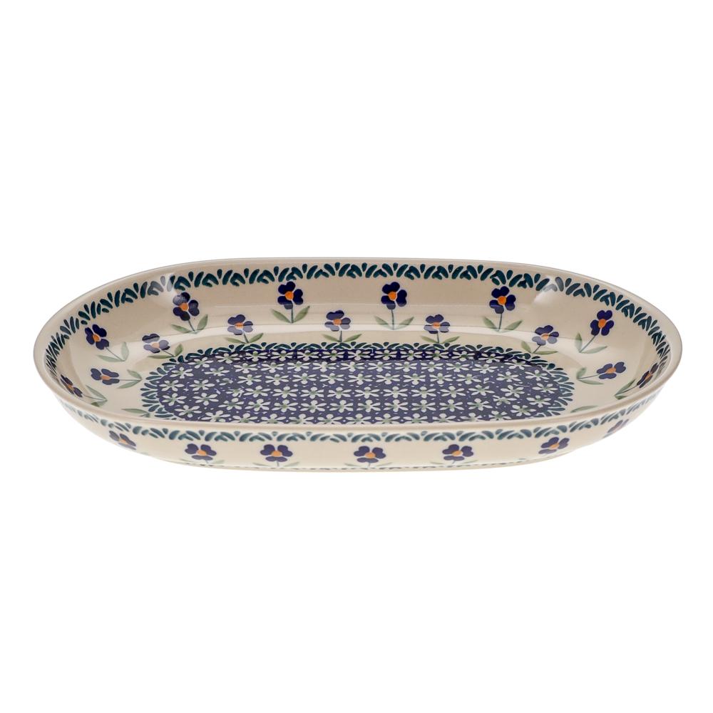 Plate, Roaster, Oval, 7"x11" in "Forget Me Not" by Manufaktura | P099T-ASS