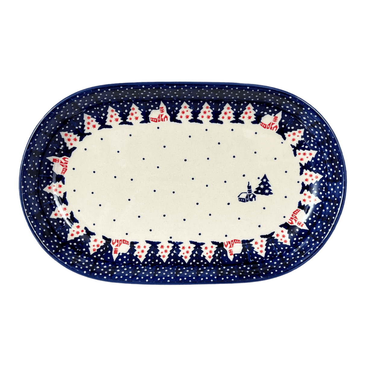 Plate, Roaster, Oval, 7"x11" in "Christmas Chapel" by Manufaktura | P099T-CHDK