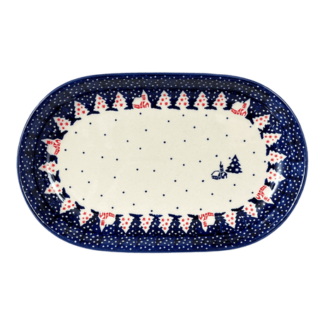 Plate, Roaster, Oval, 7"x11" in "Christmas Chapel" by Manufaktura | P099T-CHDK