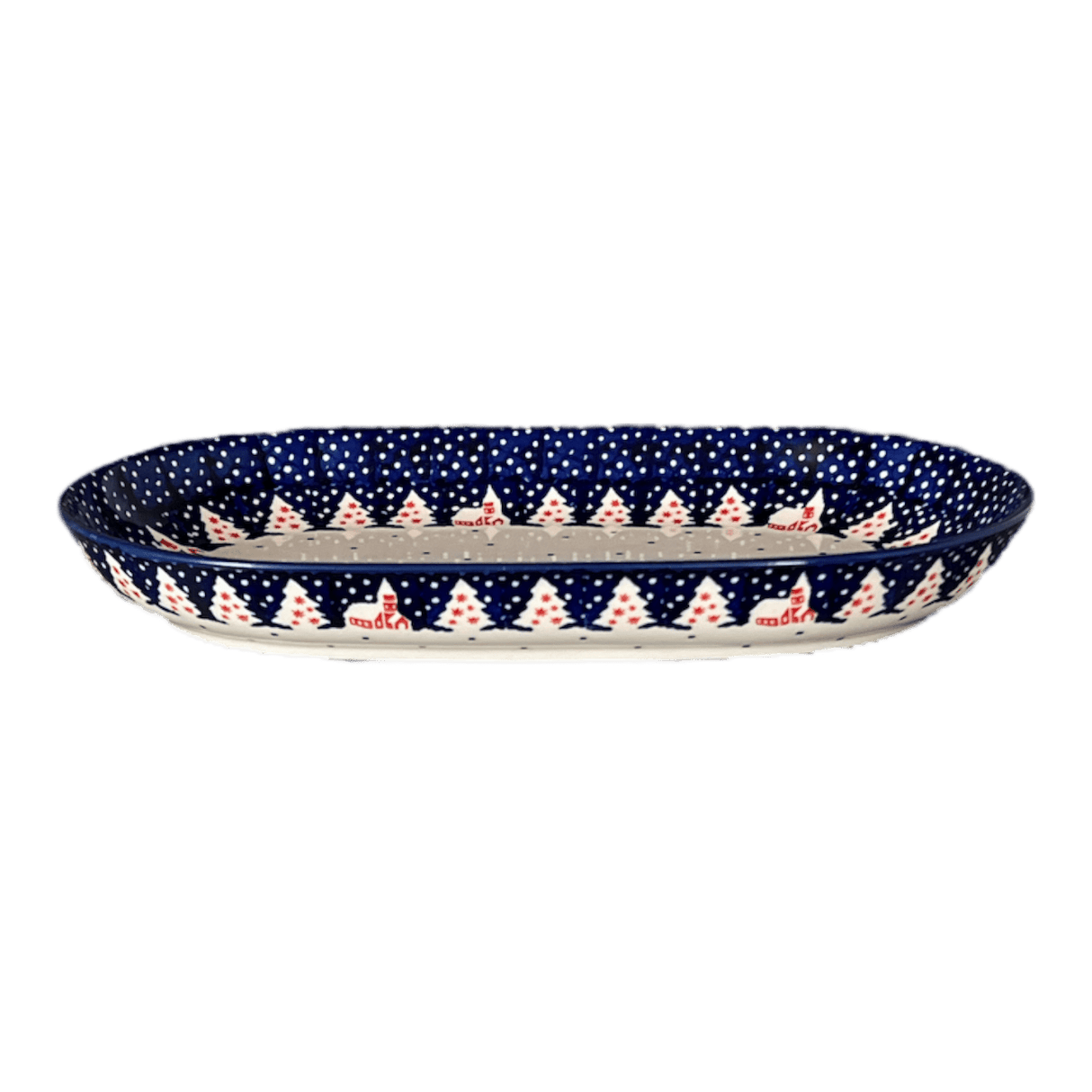 Plate, Roaster, Oval, 7"x11" in "Christmas Chapel" by Manufaktura | P099T-CHDK