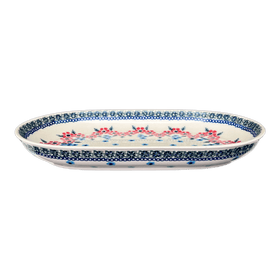 Polish Pottery 7"x11" Oval Roaster (Floral Symmetry) | P099T-DH18 Additional Image at PolishPotteryOutlet.com