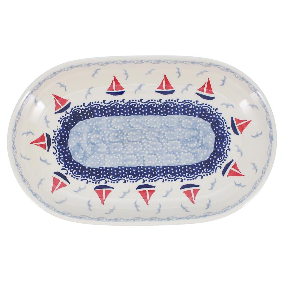 Plate, Roaster, Oval, 7"x11" in "Smooth Seas" by Manufaktura | P099T-DPML