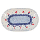 Plate, Roaster, Oval, 7"x11" in "Smooth Seas" by Manufaktura | P099T-DPML
