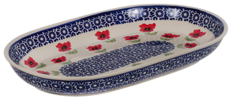 Plate, Roaster, Oval, 7"x11" in "Poppy Garden" by Manufaktura | P099T-EJ01