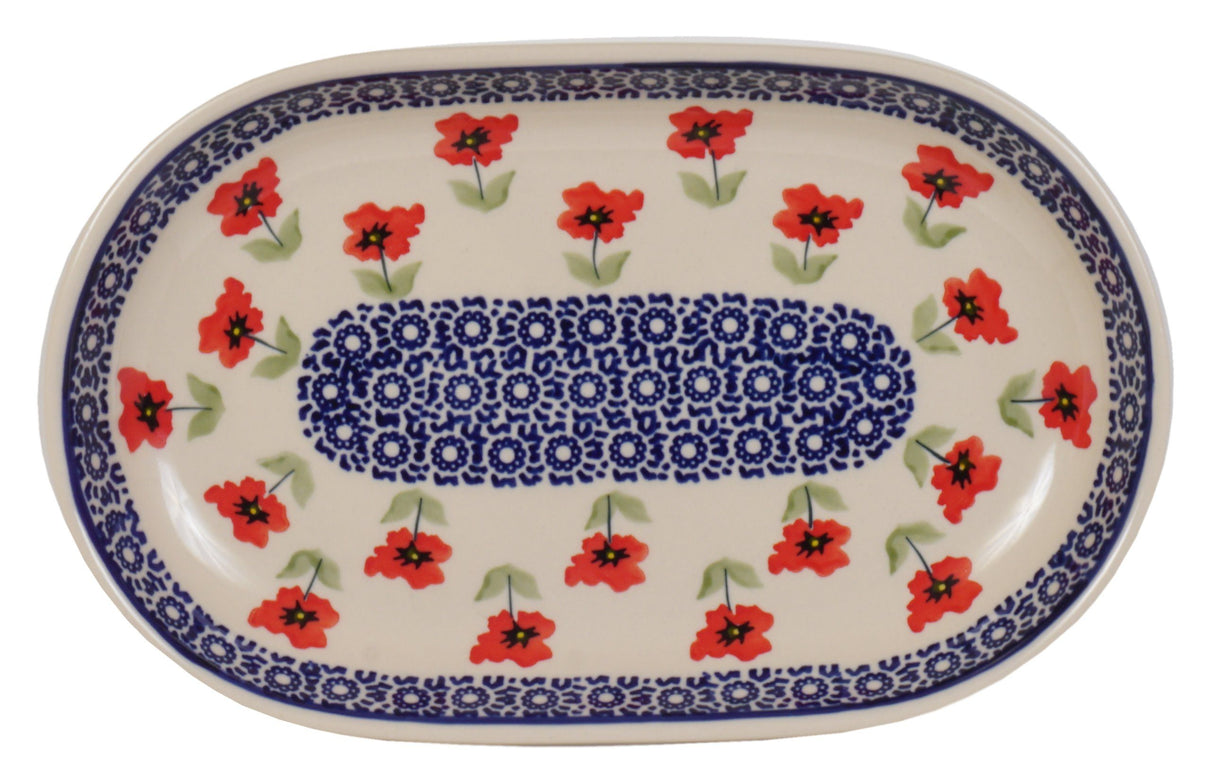 Plate, Roaster, Oval, 7"x11" in "Poppy Garden" by Manufaktura | P099T-EJ01