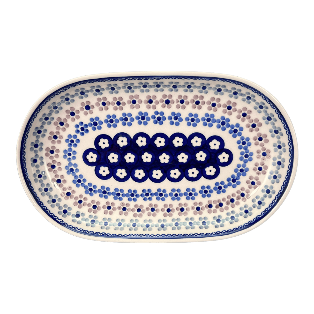 Plate, Roaster, Oval, 7"x11" in "Floral Chain" by Manufaktura | P099T-EO37