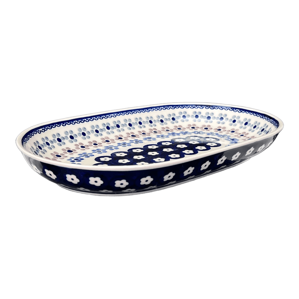 Plate, Roaster, Oval, 7"x11" in "Floral Chain" by Manufaktura | P099T-EO37