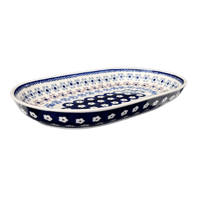 Polish Pottery 7"x11" Oval Roaster (Floral Chain) | P099T-EO37 Additional Image at PolishPotteryOutlet.com