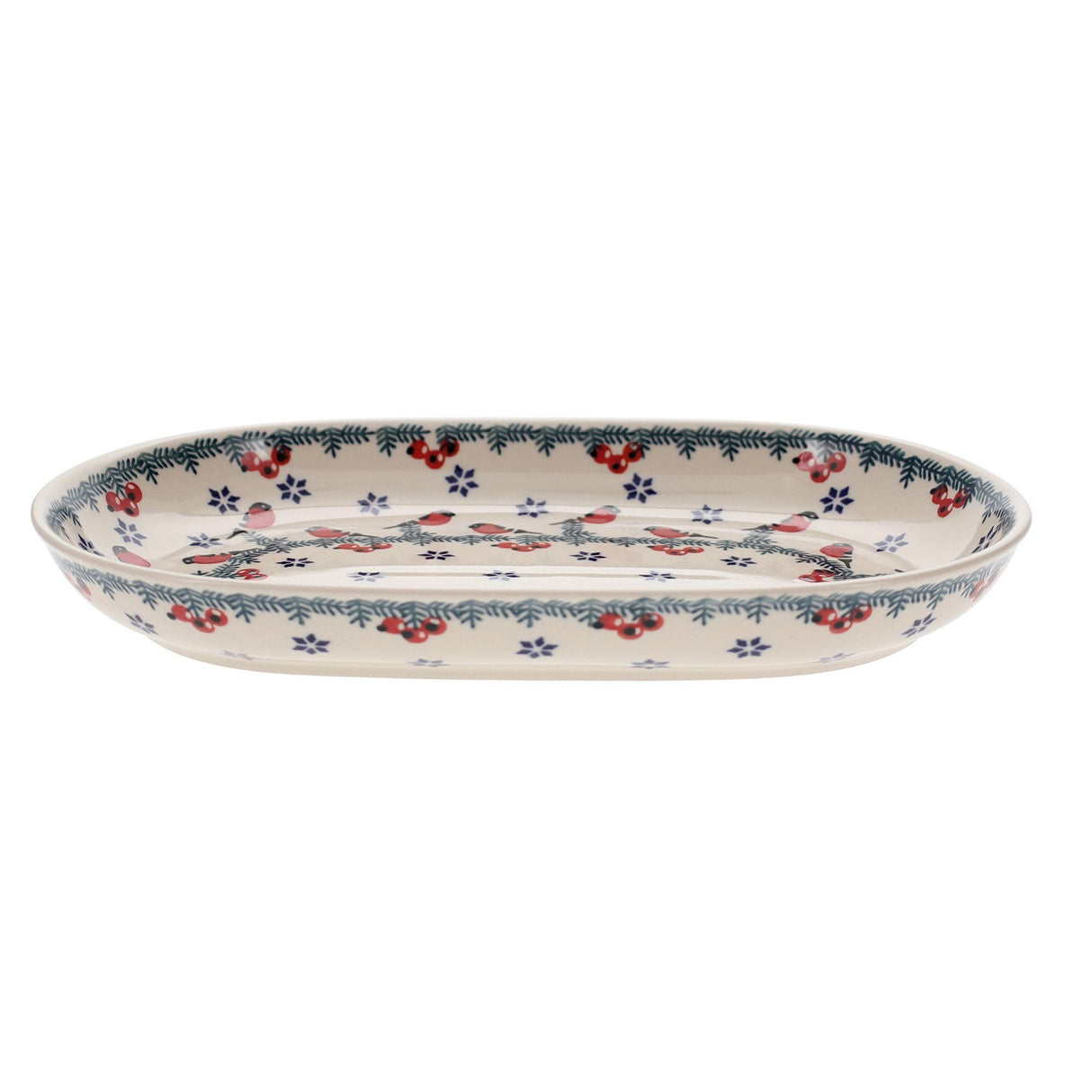 Plate, Roaster, Oval, 7"x11" in "Red Bird" by Manufaktura | P099T-GILE
