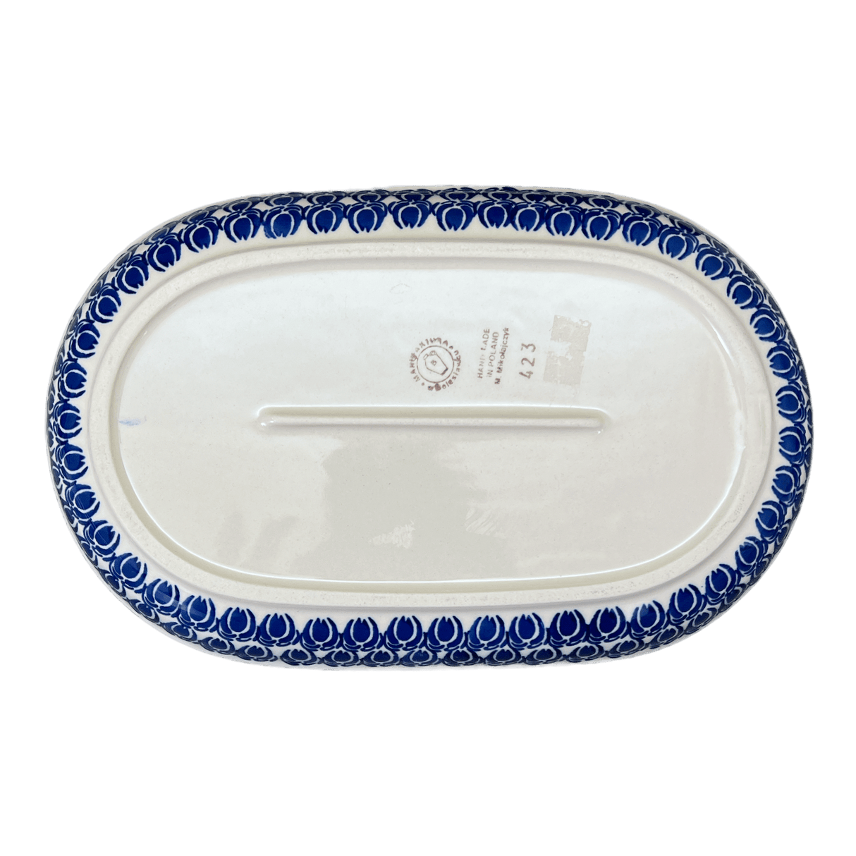 Plate, Roaster, Oval, 7"x11" in "Tulip Blues" by Manufaktura | P099T-GP16