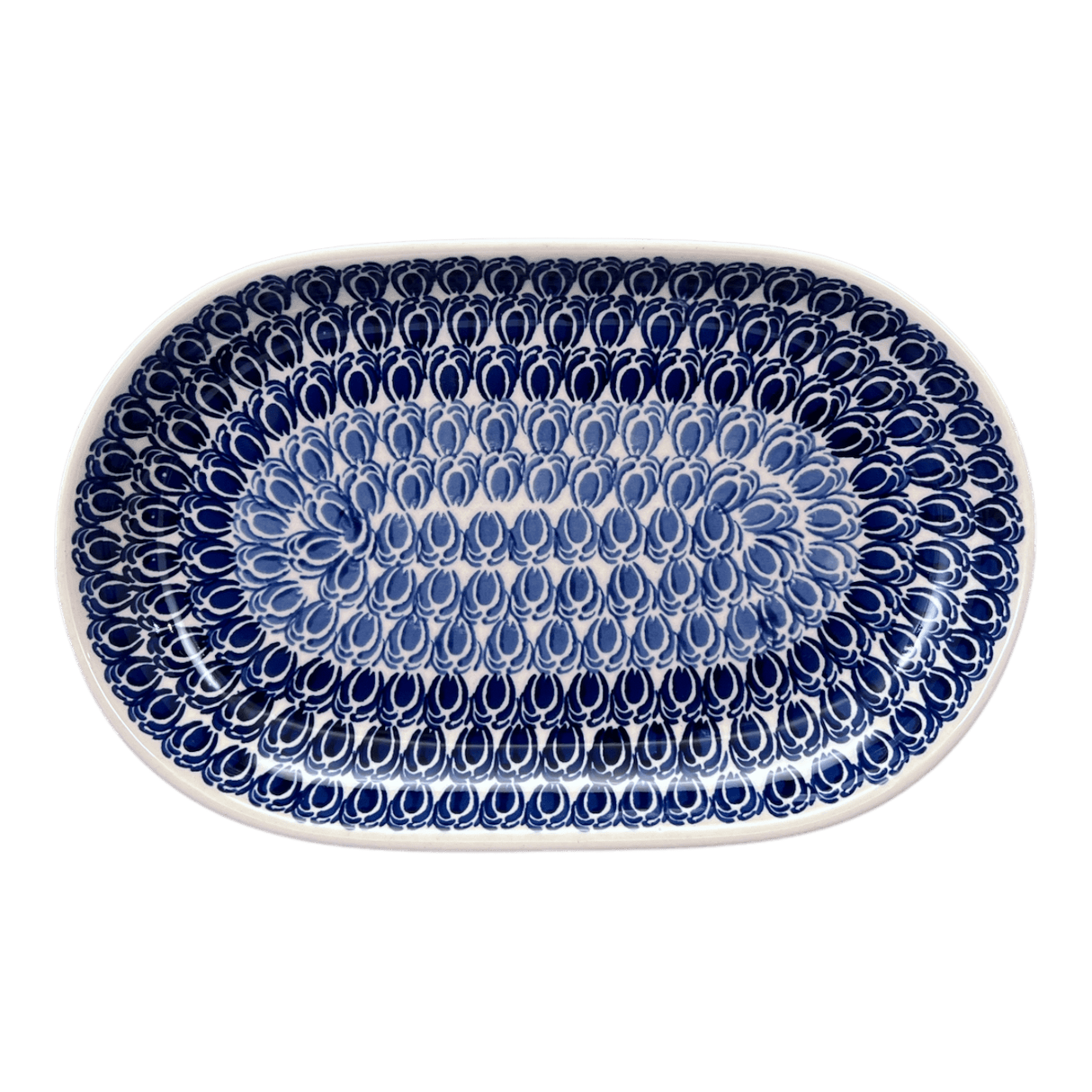 Plate, Roaster, Oval, 7"x11" in "Tulip Blues" by Manufaktura | P099T-GP16