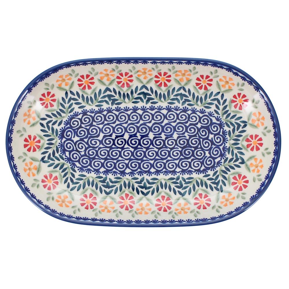 Plate, Roaster, Oval, 7"x11" in "Flower Power" by Manufaktura | P099T-JS14