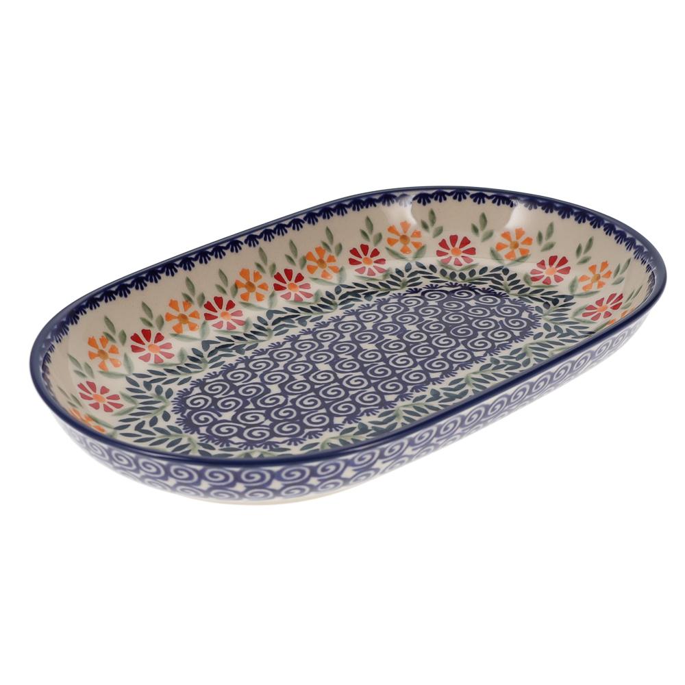 Plate, Roaster, Oval, 7"x11" in "Flower Power" by Manufaktura | P099T-JS14