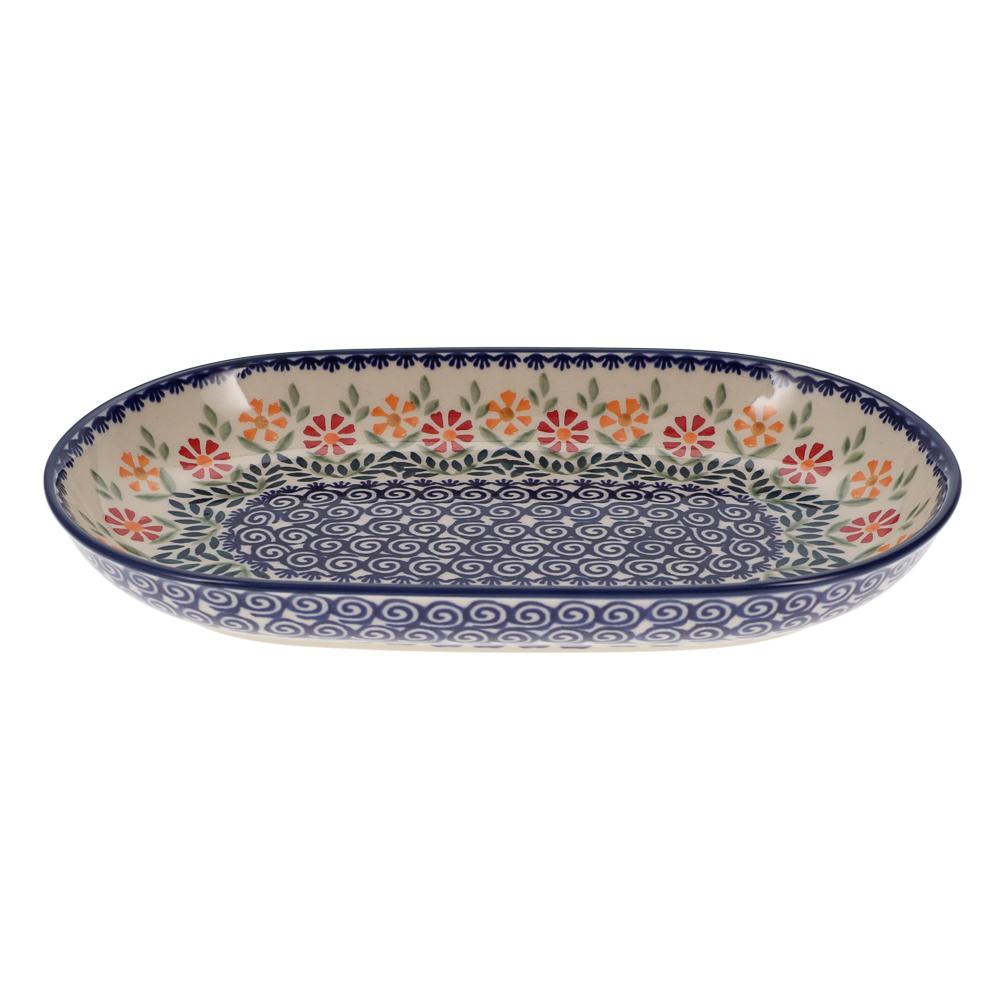 Plate, Roaster, Oval, 7"x11" in "Flower Power" by Manufaktura | P099T-JS14