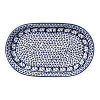 A picture of a Polish Pottery 7"x11" Oval Roaster (Kitty Cat Path) | P099T-KOT6 as shown at PolishPotteryOutlet.com/products/7x11-oval-roaster-kitty-cat-path-p099t-kot6