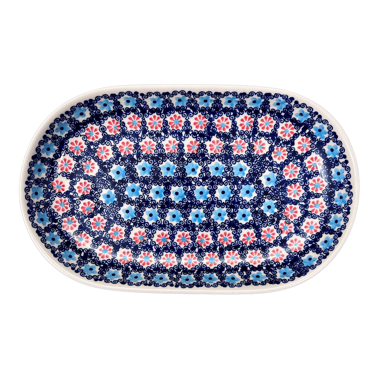 Plate, Roaster, Oval, 7"x11" in "Daisy Circle" by Manufaktura | P099T-MS01