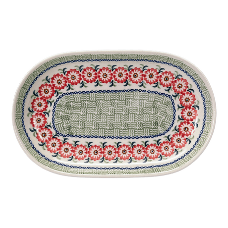 Plate, Roaster, Oval, 7"x11" in "Woven Reds" by Manufaktura | P099T-P181