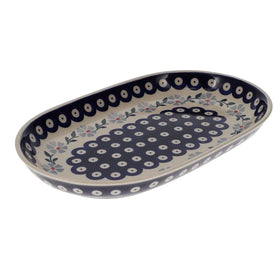 Polish Pottery 7"x11" Oval Roaster (Periwinkle Chain) | P099T-P213 Additional Image at PolishPotteryOutlet.com