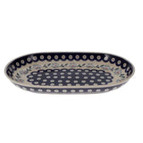 Plate, Roaster, Oval, 7"x11" in "Periwinkle Chain" by Manufaktura | P099T-P213
