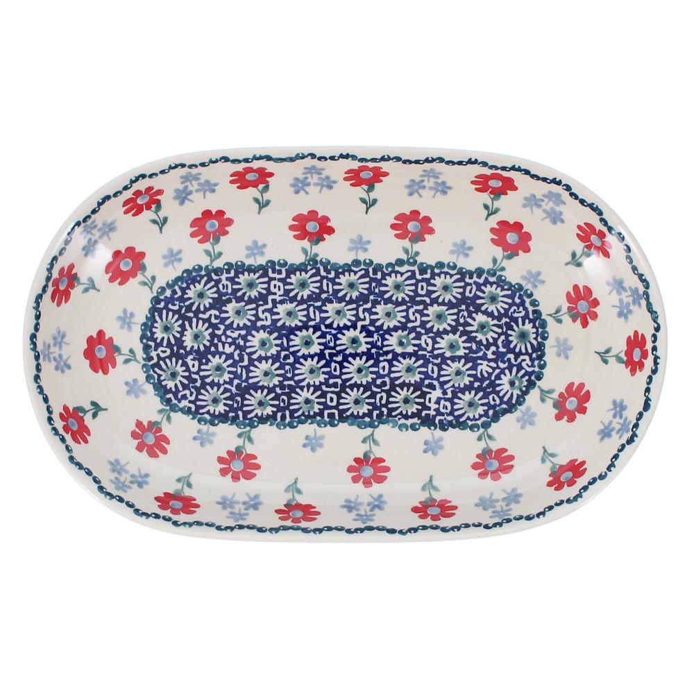Plate, Roaster, Oval, 7"x11" in "Summer Blossoms" by Manufaktura | P099T-P232
