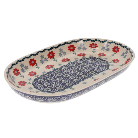 Plate, Roaster, Oval, 7"x11" in "Summer Blossoms" by Manufaktura | P099T-P232