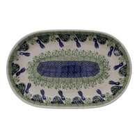 A picture of a Polish Pottery 7"x11" Oval Roaster (Bunny Love) | P099T-P324 as shown at PolishPotteryOutlet.com/products/7x11-oval-roaster-bunny-love