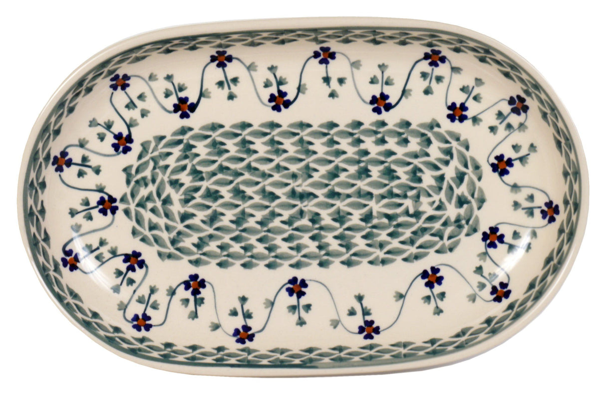 Plate, Roaster, Oval, 7"x11" in "Woven Pansies" by Manufaktura | P099T-RV