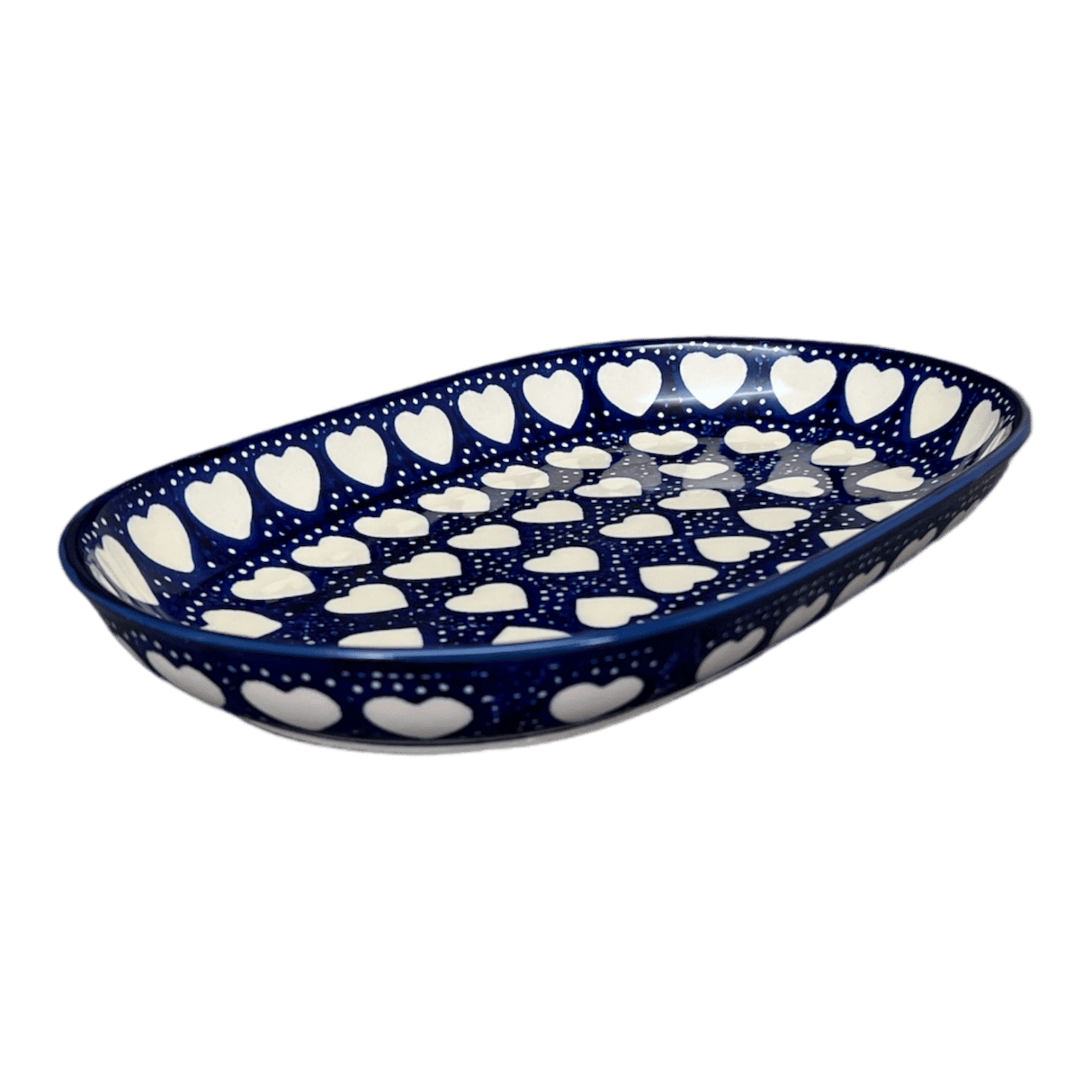 Roaster, Oval, 7"x11" in "Sea of Hearts" by Manufaktura | P099T-SEA