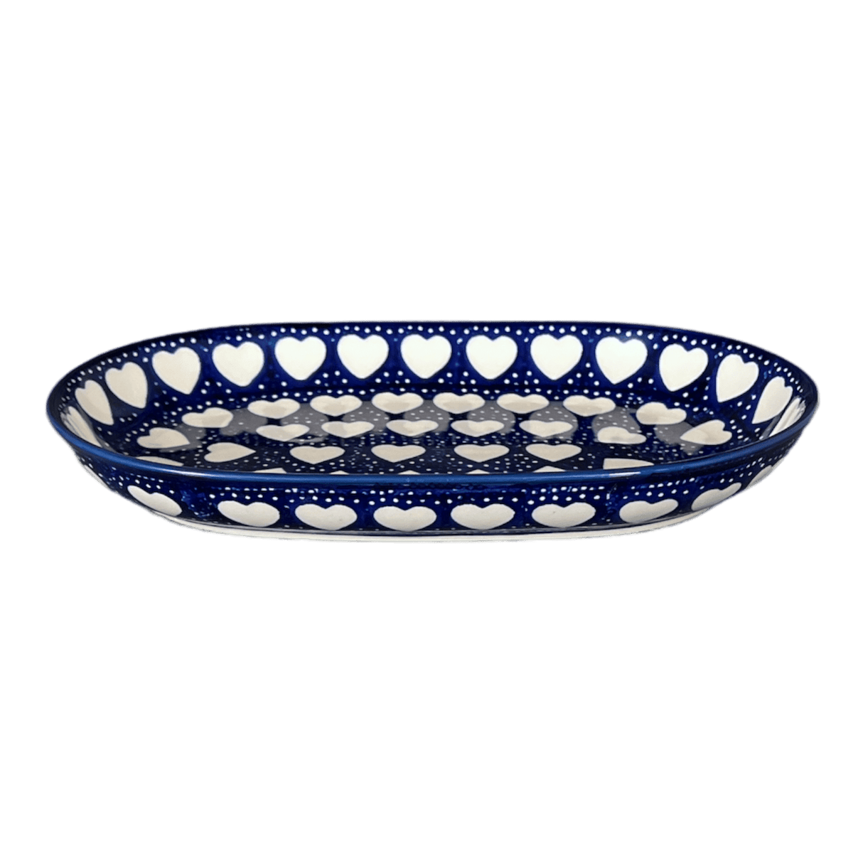 Plate, Roaster, Oval, 7"x11" in "Sea of Hearts" by Manufaktura | P099T-SEA