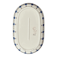 A picture of a Polish Pottery 7"x11" Oval Roaster (Field of Diamonds) | P099T-ZP04 as shown at PolishPotteryOutlet.com/products/7x11-oval-roaster-field-of-diamonds-p099t-zp04