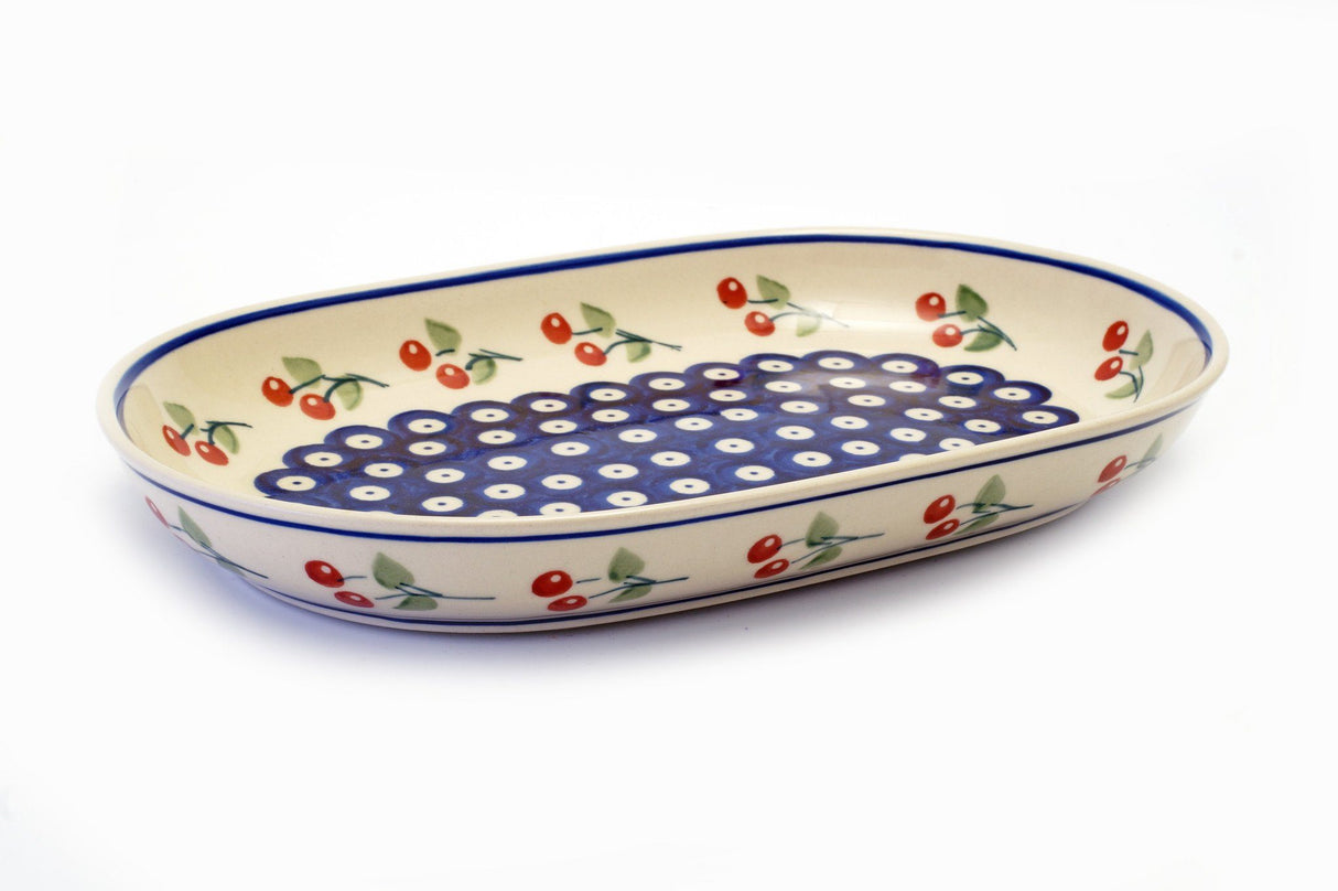 Plate, Roaster, Oval, 7"x11" in "Cherry Dot" by Manufaktura | P099T-70WI