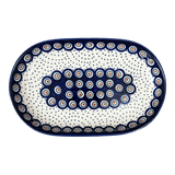 Plate, Roaster, Oval, 7"x11" in "Peacock Dot" by Manufaktura | P099U-54K