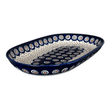 Plate, Roaster, Oval, 7"x11" in "Peacock Dot" by Manufaktura | P099U-54K