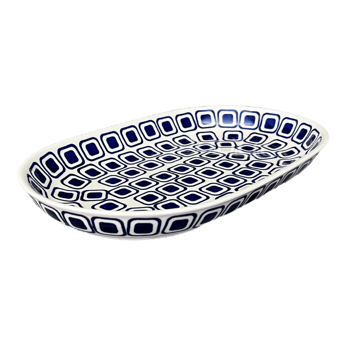 Plate, Roaster, Oval, 7"x11" in "Navy Retro" by Manufaktura | P099U-601A