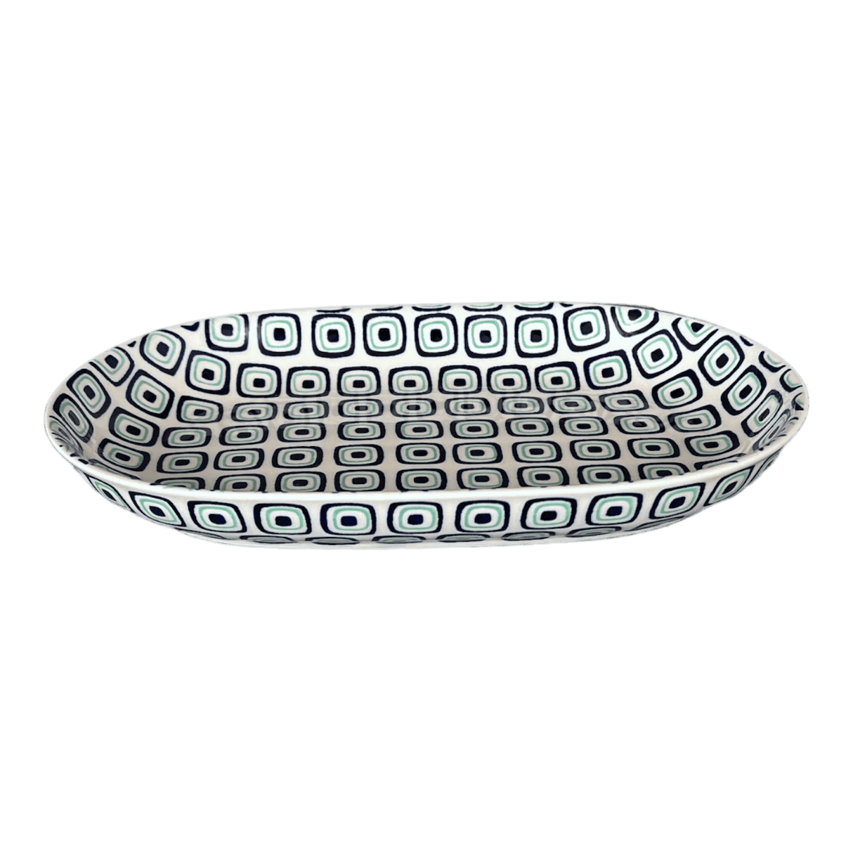 Plate, Roaster, Oval, 7"x11" in "Green Retro" by Manufaktura | P099U-604A