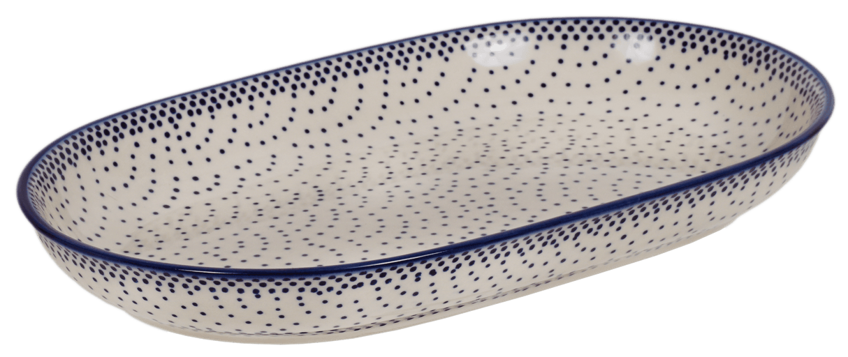 Plate, Roaster, Oval, 7"x11" in "Misty Blue" by Manufaktura | P099U-61A