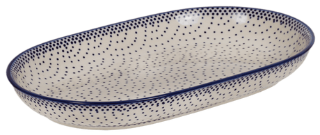 Plate, Roaster, Oval, 7"x11" in "Misty Blue" by Manufaktura | P099U-61A