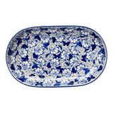 Plate, Roaster, Oval, 7"x11" in "Dusty Blue Butterflies" by Manufaktura | P099U-AS56