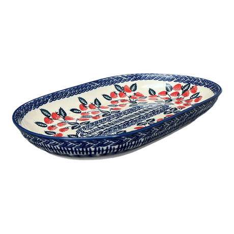 Plate, Roaster, Oval, 7"x11" in "Fresh Strawberries" by Manufaktura | P099U-AS70