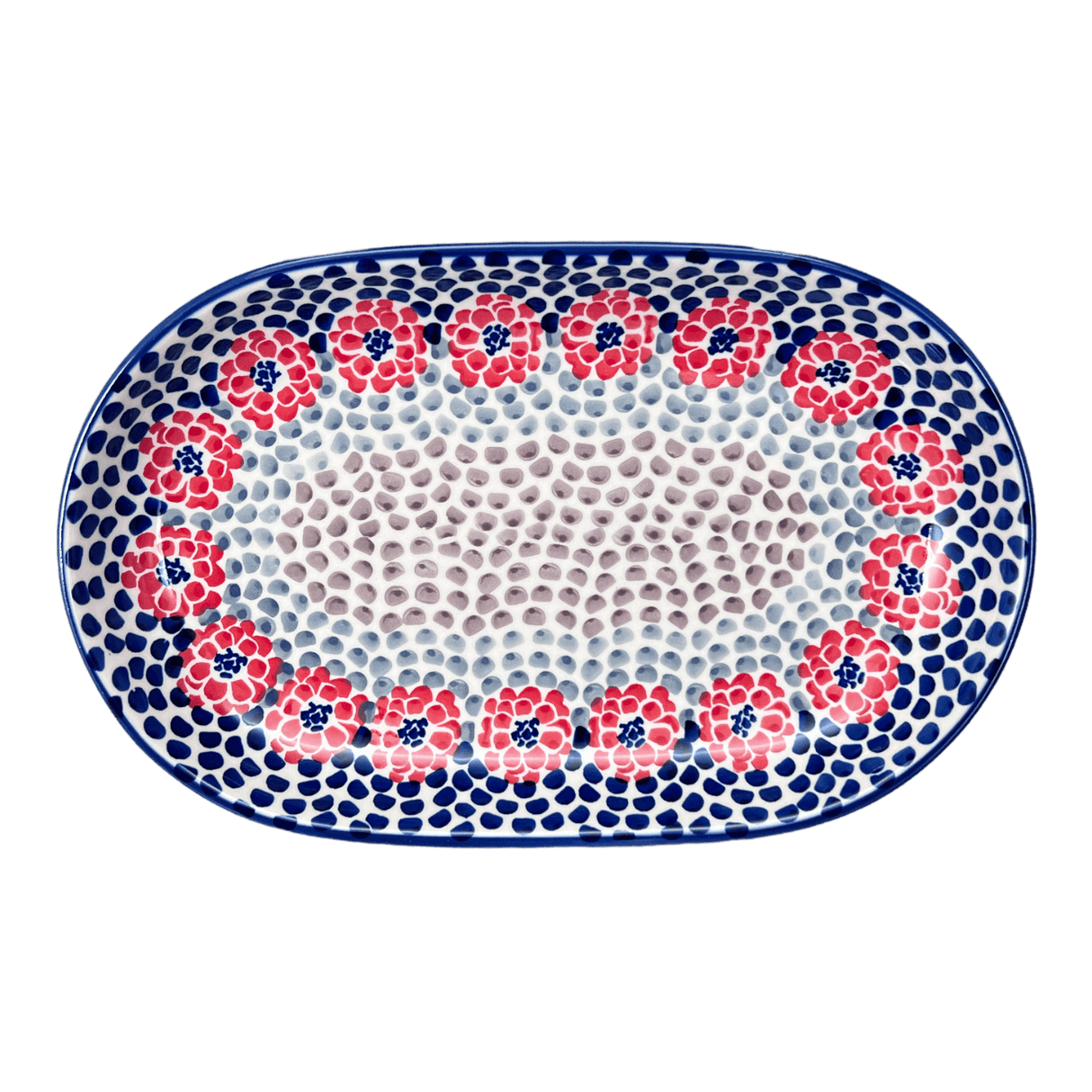 Plate, Roaster, Oval, 7"x11" in "Falling Petals" by Manufaktura | P099U-AS72