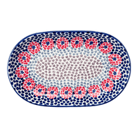 A picture of a Polish Pottery 7"x11" Oval Roaster (Falling Petals) | P099U-AS72 as shown at PolishPotteryOutlet.com/products/7x11-oval-roaster-falling-petals-p099u-as72