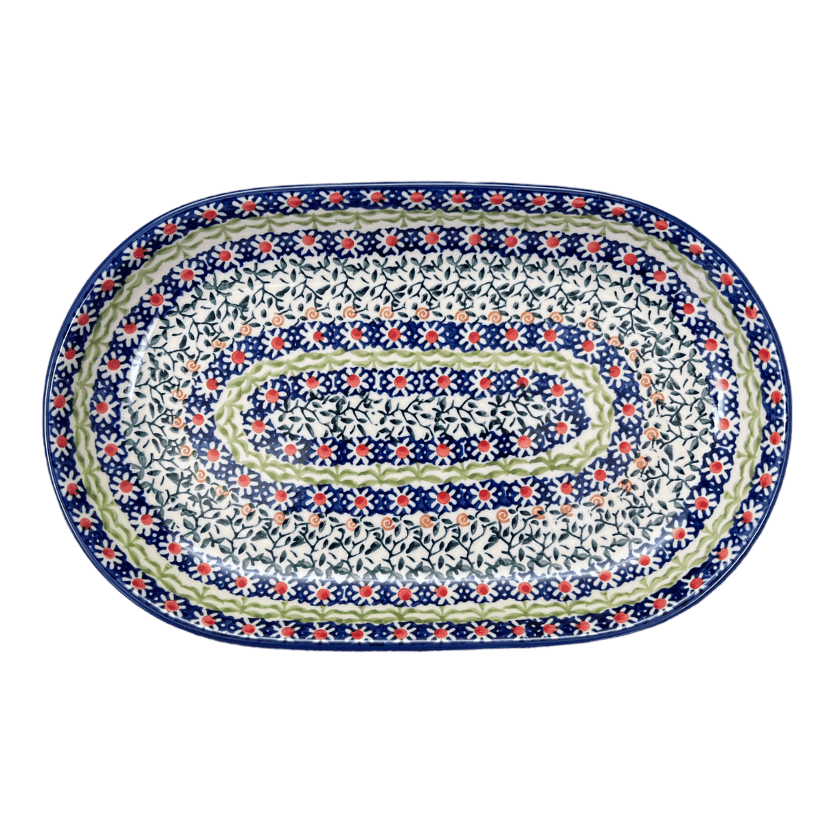 Plate, Roaster, Oval, 7"x11" in "Daisy Rings" by Manufaktura | P099U-GP13