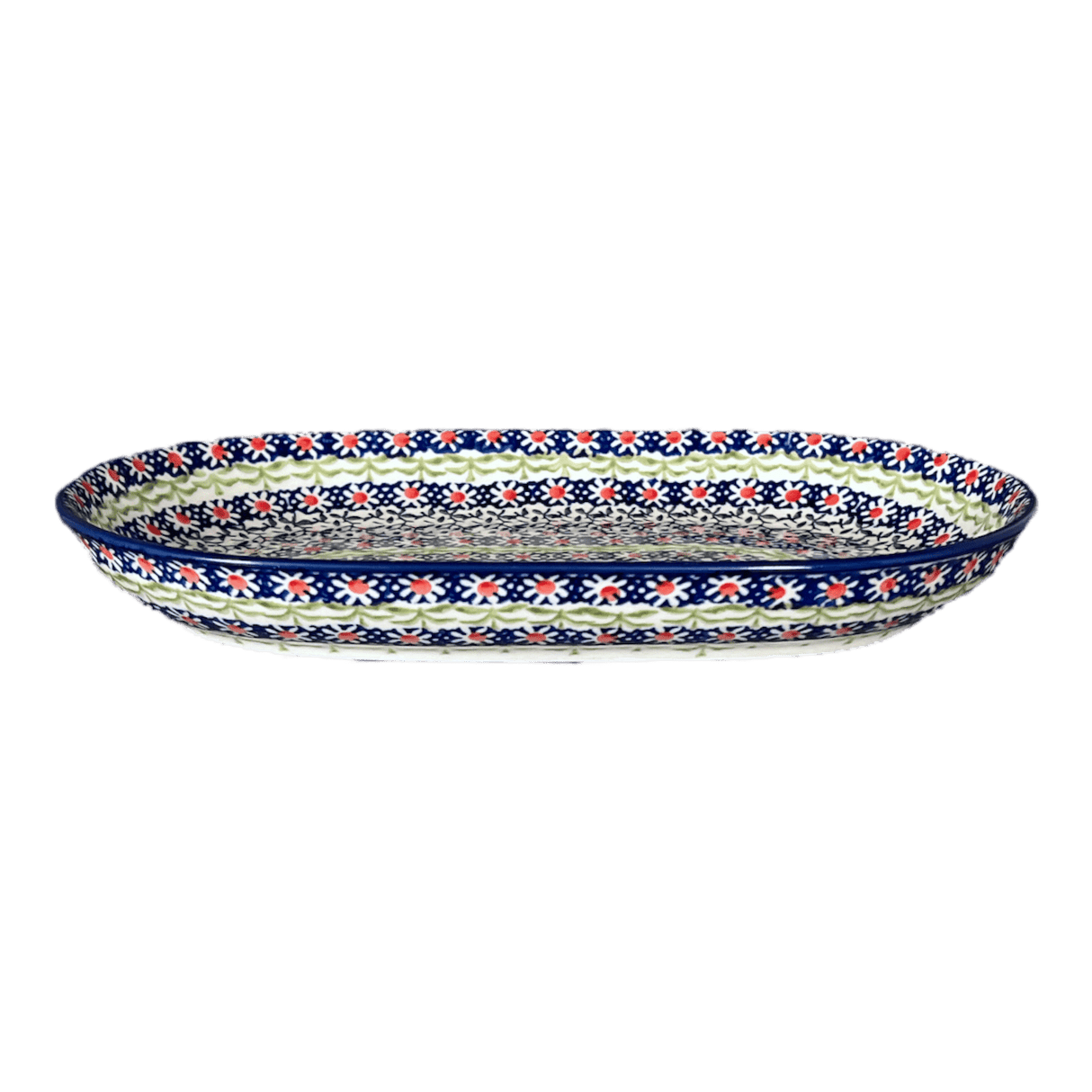 Plate, Roaster, Oval, 7"x11" in "Daisy Rings" by Manufaktura | P099U-GP13