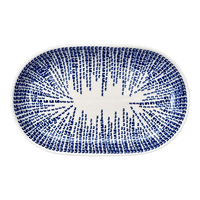 A picture of a Polish Pottery 7"x11" Oval Roaster (Modern Vine) | P099U-GZ27 as shown at PolishPotteryOutlet.com/products/7x11-oval-roaster-modern-vine-p099u-gz27