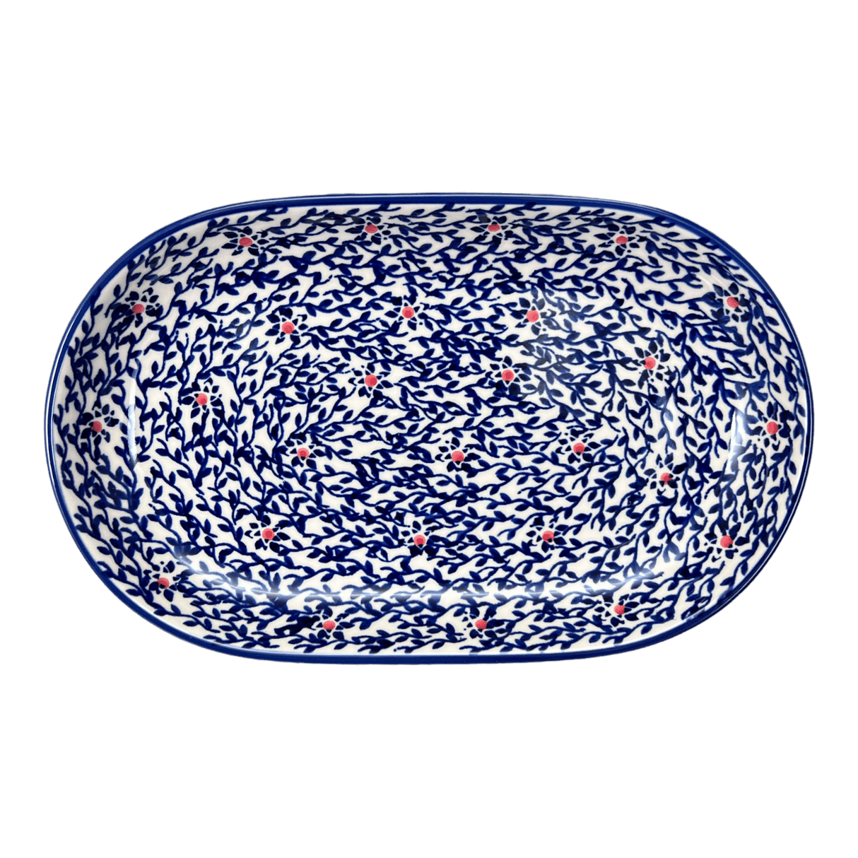 Plate, Roaster, Oval, 7"x11" in "Blue Canopy" by Manufaktura | P099U-IS04