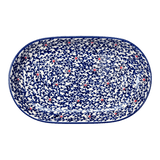 Plate, Roaster, Oval, 7"x11" in "Blue Canopy" by Manufaktura | P099U-IS04