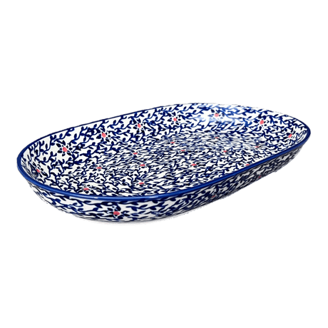 Plate, Roaster, Oval, 7"x11" in "Blue Canopy" by Manufaktura | P099U-IS04