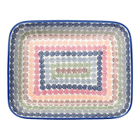 A picture of a Polish Pottery 8"x10" Rectangular Baker (Speckled Rainbow) | P103M-AS37 as shown at PolishPotteryOutlet.com/products/8x10-rectangular-baker-speckled-rainbow-p103m-as37