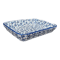 A picture of a Polish Pottery 8"x10" Rectangular Baker (Scattered Blues) | P103S-AS45 as shown at PolishPotteryOutlet.com/products/8x10-rectangular-baker-scattered-blues-p103s-as45