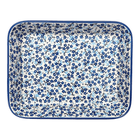 A picture of a Polish Pottery 8"x10" Rectangular Baker (Scattered Blues) | P103S-AS45 as shown at PolishPotteryOutlet.com/products/8x10-rectangular-baker-scattered-blues-p103s-as45
